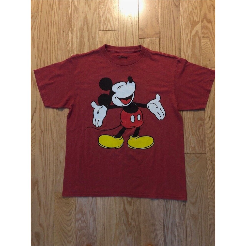 Disney Boys Red Mickey Mouse Tee Shirt T-shirt Large 10-12 Excellent Condition‎